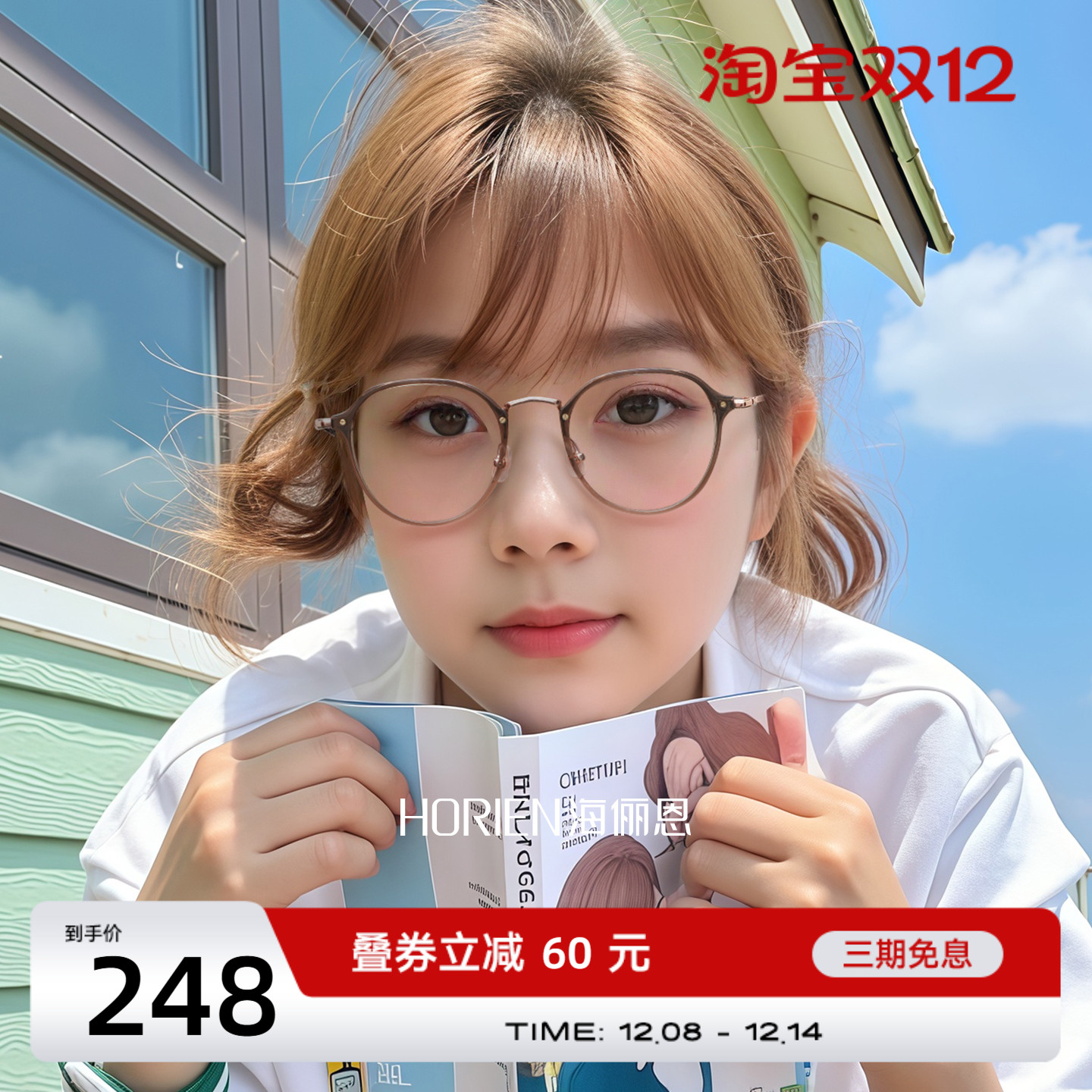 海俪恩近视眼镜女素颜显白冷茶色