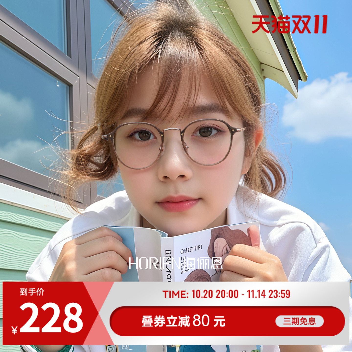 海俪恩近视眼镜女素颜显白冷茶色