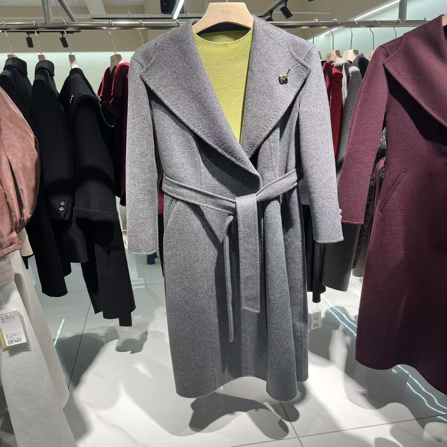 商场同款中长款韩版气质大翻领双面羊绒高级感外套2025秋冬女大衣