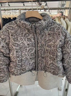 007R961商场同款时尚印花短款立领小个子羽绒服2025冬新款女外套
