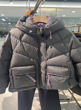 016R392商场同款韩版时尚连帽保暖鸭绒羽绒服2025冬季新款女外套