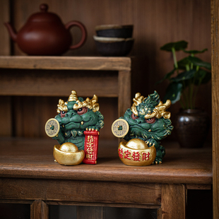 创意指定发财貔貅一对桌面摆件可爱治愈系办公室桌面开业乔迁礼品