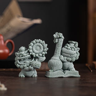 创意一举夺魁妙笔生花小狮子文创桌面摆件高考励志加油书房装饰品