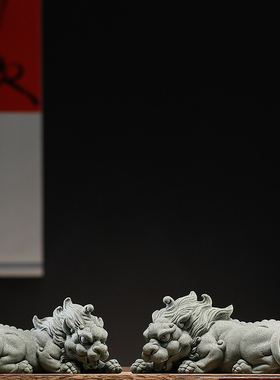 青砂石招财貔貅国潮风桌面装饰品