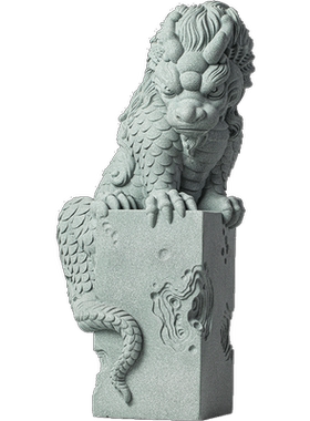 青砂石招财国潮桌面盘龙大号摆件