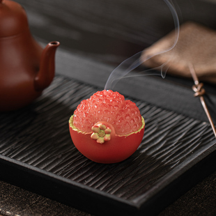 中式水果小香炉石榴荔枝小祥云盘香炉摆件创意猫咪线香插香托香座