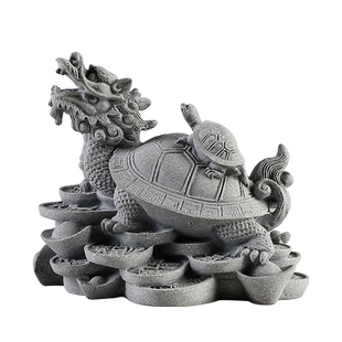 创意龙龟摆件鱼缸造景办公室桌面玄关装饰中式瑞兽金钱母子龟茶宠