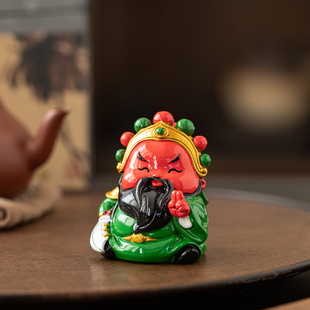 国潮关羽关二爷线香插桌面摆件武财神关公茶室茶台装饰品香托香座