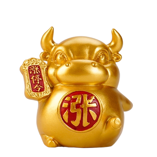 创意涨停令招财牛青砂石茶宠茶玩摆件中式精品家居桌面装饰送礼品