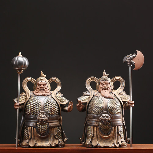 新中式哼哈二将摆件保平安创意陶瓷家居客厅玄关桌面装饰工艺礼品