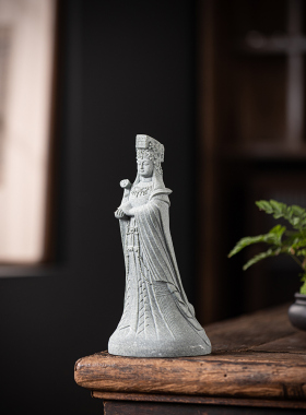 国潮妈祖娘娘保平安桌面摆件禅意人物青砂石鱼缸造景盆栽园艺装饰