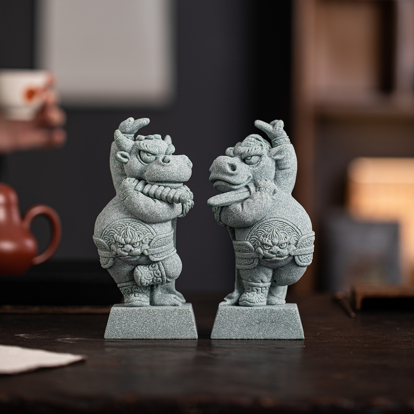 新中式镇宅牛马门神桌面摆件麒麟