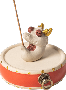 陶瓷线香插可爱桌面小红鼓生肖龙