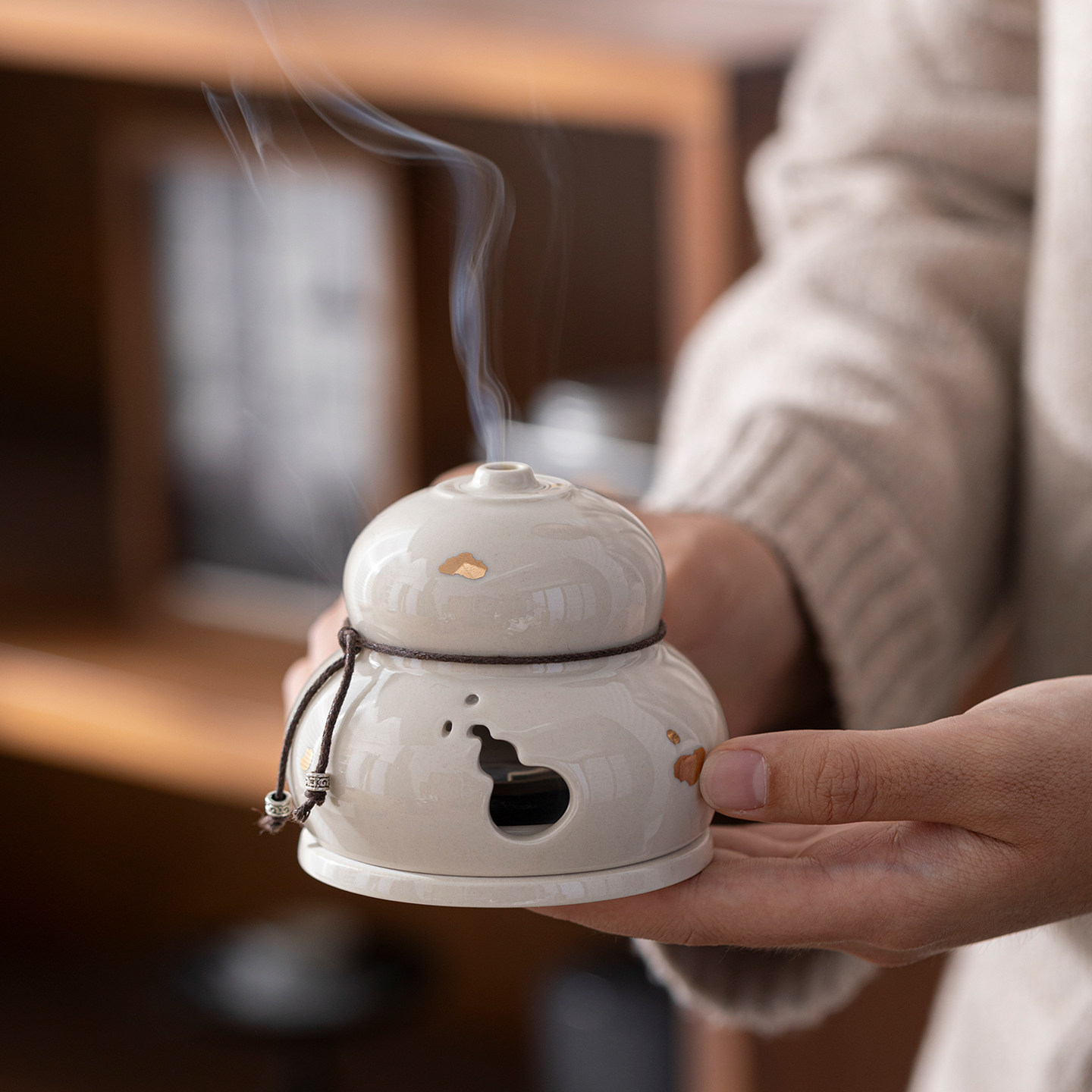 禅意福禄如意葫芦陶瓷盘香炉桌面摆件家用室内茶桌装饰香薰炉茶道,家居饰品,桌面摆件,淘宝优惠券,粉丝福利购,淘宝优惠卷