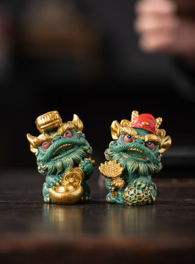 聚帙国潮东方醒狮招财桌面摆件