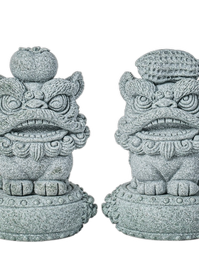 青砂石招财新中式桌面醒狮礼盒装