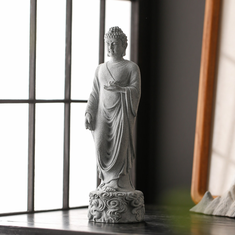 创意如来踏祥云鱼缸造景摆件茶室桌面装饰品中式释迦牟尼佛佛像摆