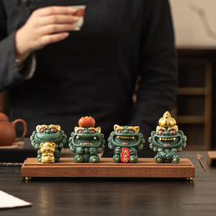 中式 招财貔貅桌面摆件彩金工艺品诸事大吉高档礼盒定制logo伴手礼