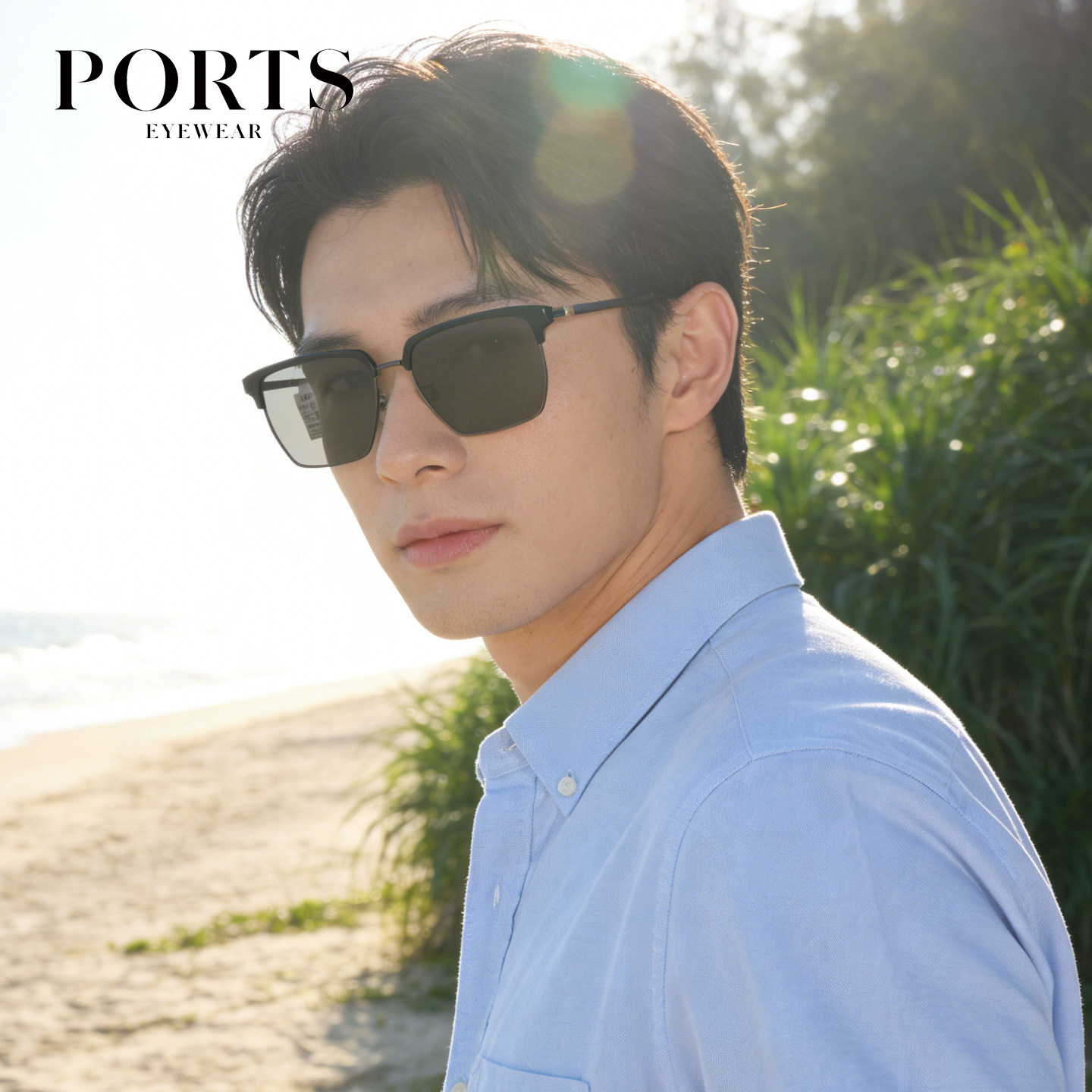 PORTS男士太阳镜时尚眉线框大脸型夏季遮阳开车旅游钓鱼PSM21601