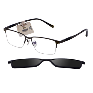 JEEP吉普时尚商务半框近视眼镜框男大脸型钛架磁吸套镜舒适T7117