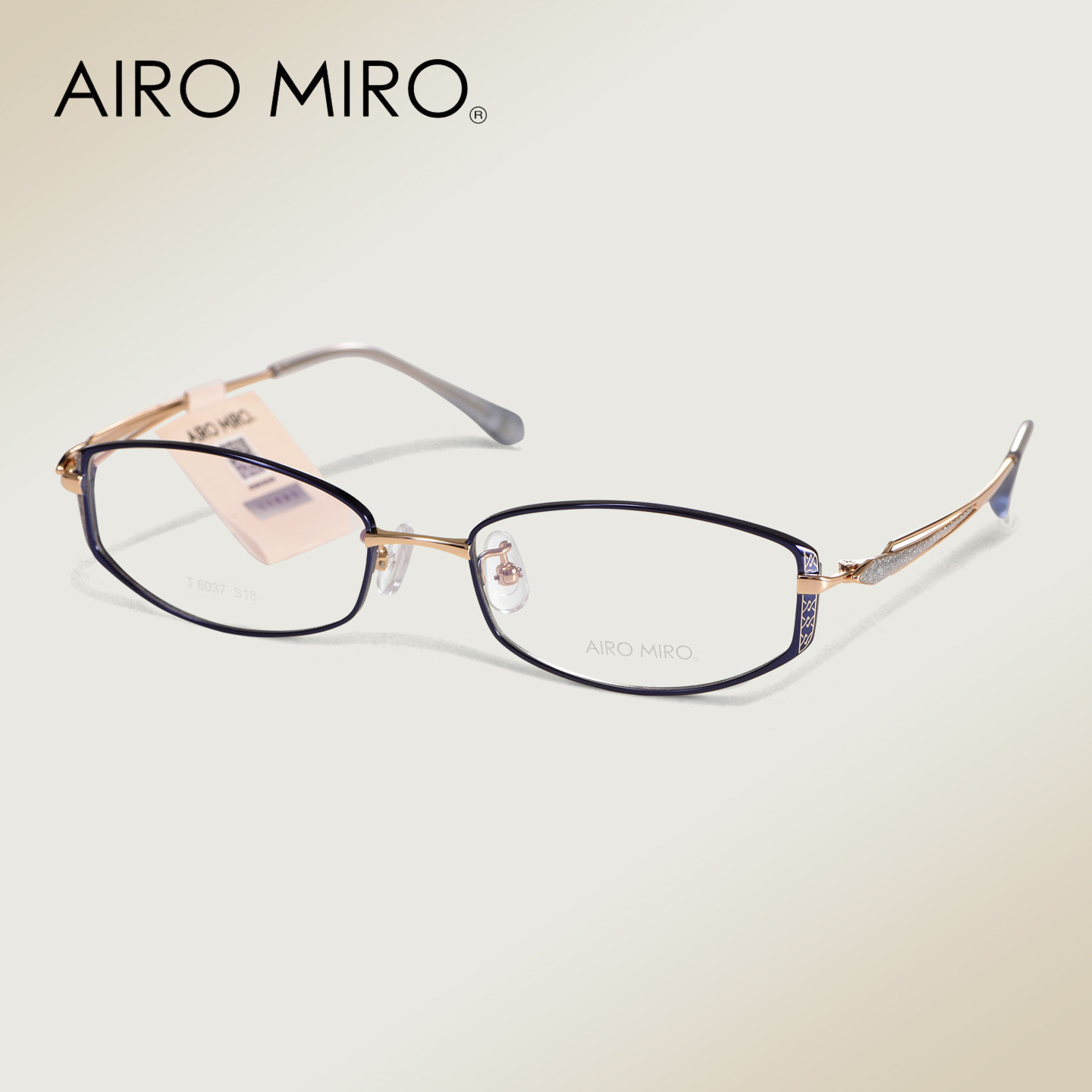 AIROMIRO艾觅女士全框眼镜窄框高度近视优雅气质知性轻钛AMT6037