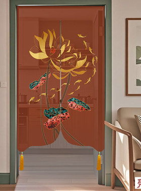 2025年新款中国风红色喜庆艺术莲花门帘隔断帘卧室玄关厨房卫生间