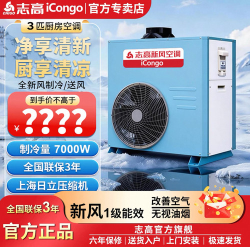 志高新风厨房空调商用大风量大功率制冷量冷风口宾馆酒店后厨专用