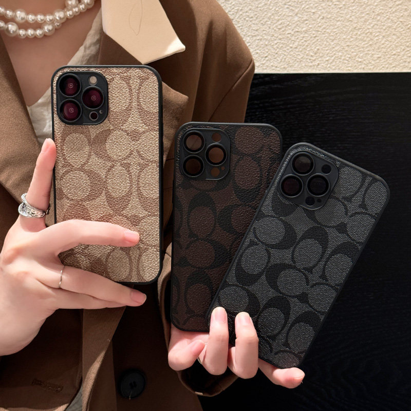 新款欧美iPhone16promax手机壳潮牌皮质13promax苹果14高级感15pro男女款镜头全包12奢华11个性