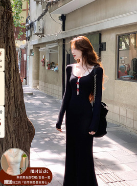 吃绿色菜【芭蕾奶酥】法式高级感背心套装内搭纯欲针织连衣裙女秋