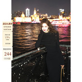 吃绿色菜 婉意 优雅气质披肩收腰显瘦针织长裙