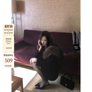 夹棉显瘦毛呢套装 昭和复古千金风可拆毛领冬季 美和 吃绿色菜