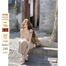 券 20元 高弹针织蕾丝挂脖假两件鱼尾连衣裙 薇洛 吃绿色菜