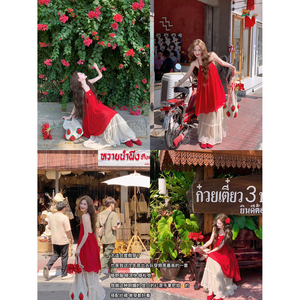 1套立减30元【微醺甜桃】纯欲挂脖度假风红色飘逸连衣裙短裙女夏