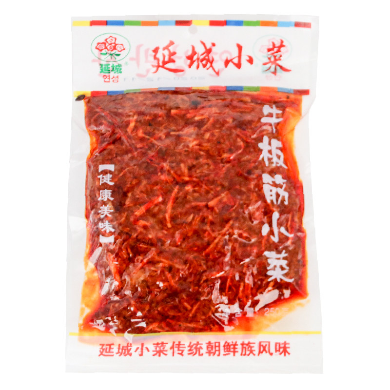 延边朝鲜族小吃牛板筋风味零食延城牛板筋 油炸250g 包邮袋装