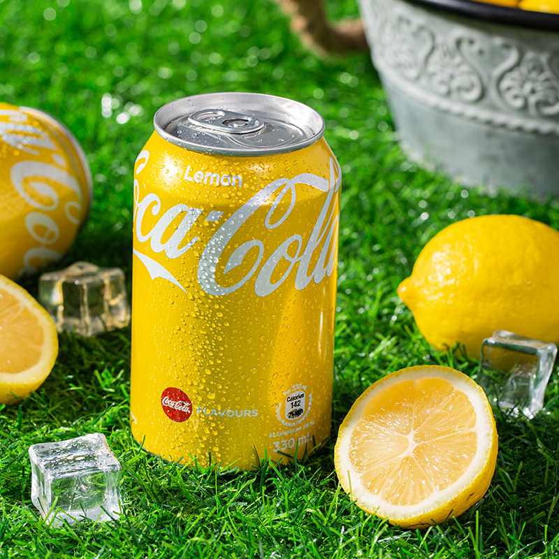 香港版柠檬味可口可乐罐装汽水网红夏日解暑碳酸饮料饮品