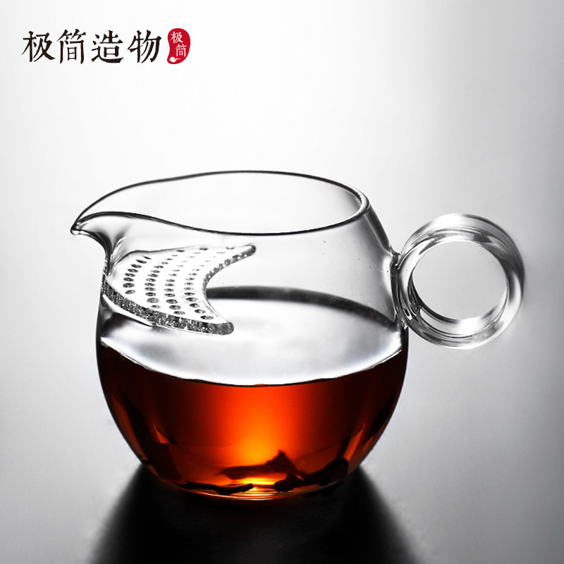 小容量200ML月牙壶一人饮用公道杯耐高温玻璃一体过滤泡绿红茶壶