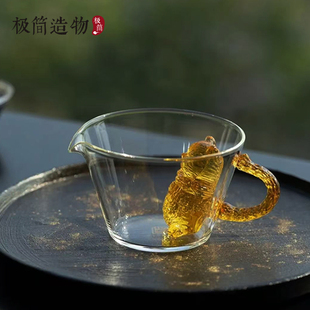 晶焱招财猫玻璃公道杯高颜值创意茶海礼物分茶器新款公道杯茶具