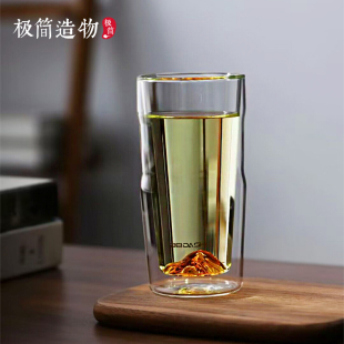 观山双层隔耐热玻璃杯泡猴魁龙井绿茶杯专用男女水杯子高级感家用