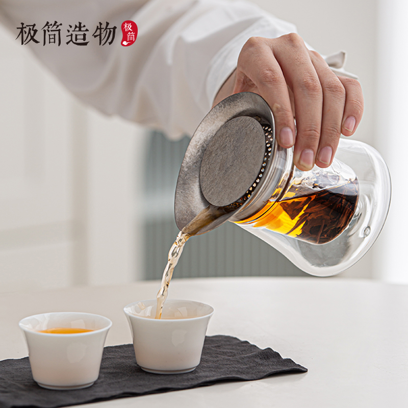 纯钛盖过滤网双层玻璃旅行茶具