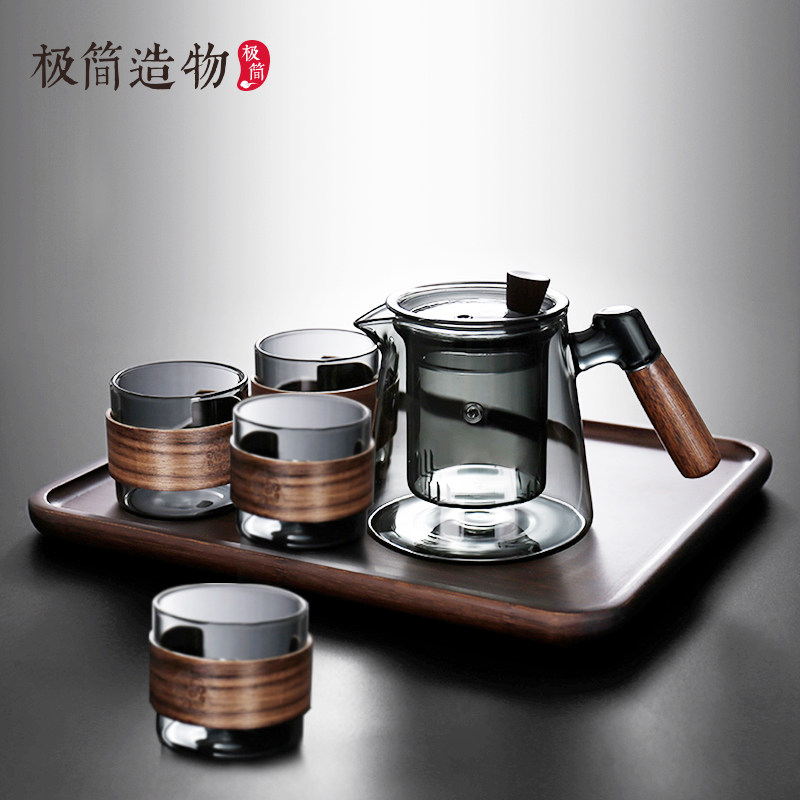 极简造物一壶四杯套装高硼硅玻璃