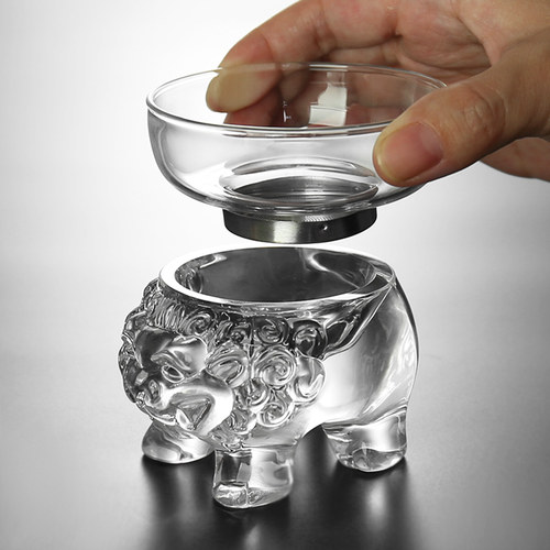 狮子茶漏304不锈钢玻璃茶漏