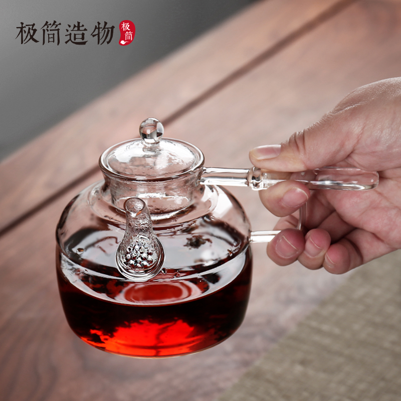 极简造物唐风高硼硅侧把煮茶壶