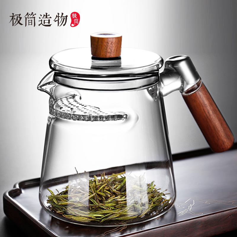 大容量煮茶器玻璃月牙过滤网一体绿茶泡茶壶专用茶水分离过滤家用