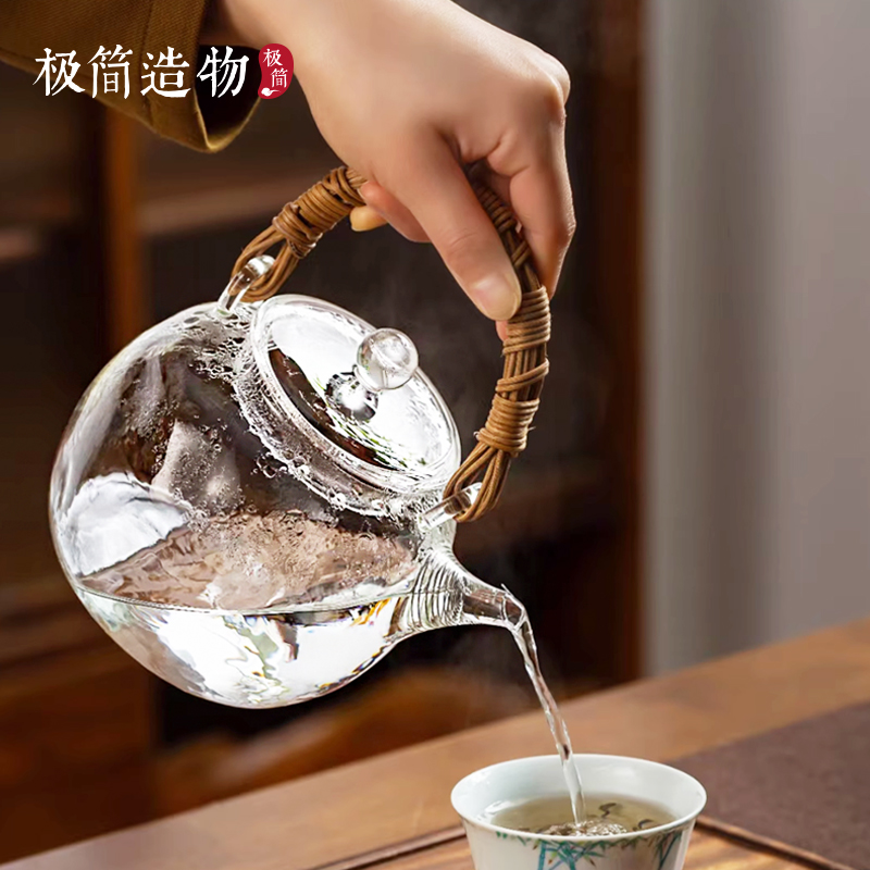 锤纹壶藤编防烫提梁壶