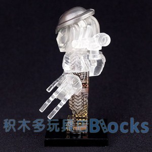 抽抽乐第三方KF811透明铁血战士异形积木人仔拼装玩具兼容乐高