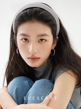 EVESENSE简约灰色宽边高级感发箍高颅顶简约韩国发带气质ins发饰