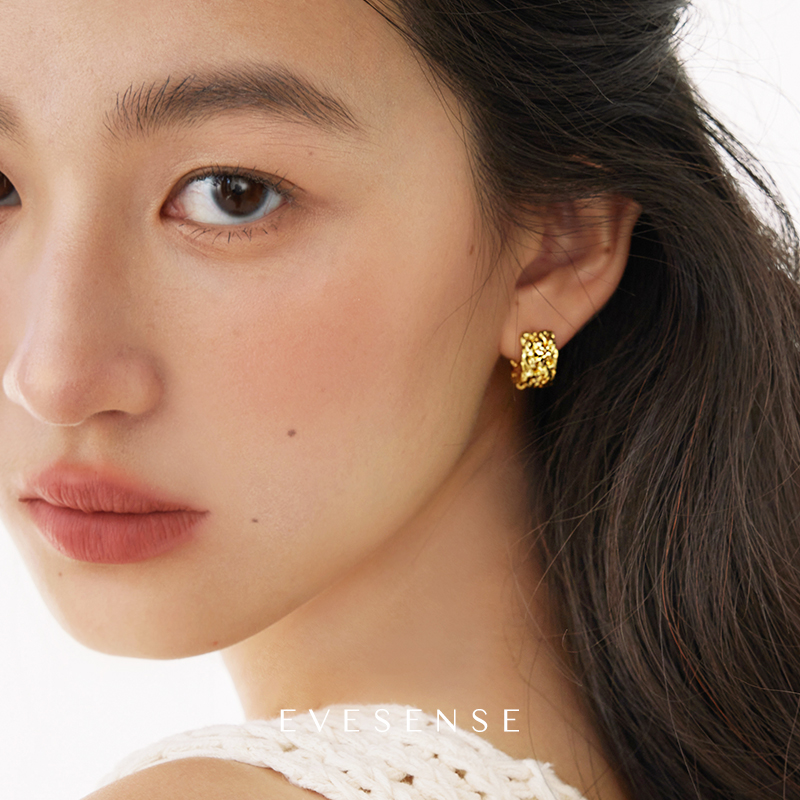 EVESENSE中古感锡纸纹理耳圈