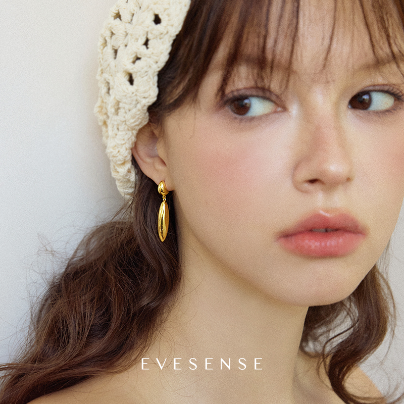 EVESENSE经典简约时髦小金条耳环