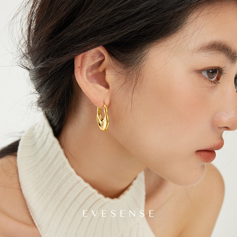 EVESENSE法式复古金色金属耳环