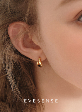 EVESENSE欧美经典hoop金属圆圈耳环扭曲立体百搭简约耳圈圆环耳饰